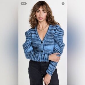 NAADAM Blue and Gray Striped Cardigan